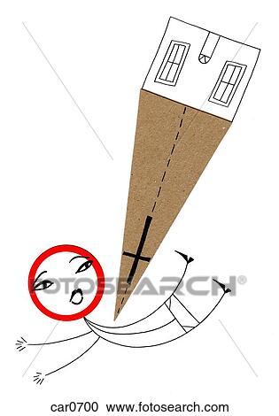 Illustration of a person being hit by a building View Large Illustration Clipart - Illustration of a person being hit by a building. Fotosearch
