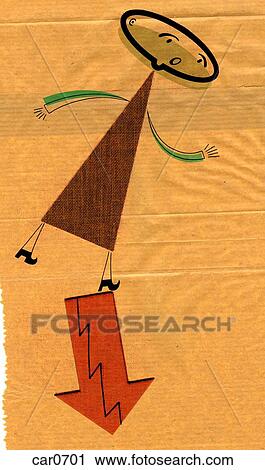 Clip Art - Illustration of a person on the edge of an arrow. Fotosearch