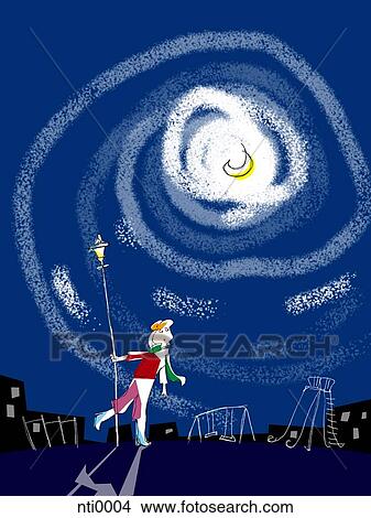 Illustration of a person walking at night View Large Illustration Stock Illustration - Illustration of a person walking at night. Fotosearch