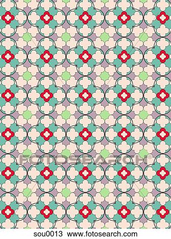 Illustration of a repeating pattern creating flower shapes View Large Illustration Drawing - Illustration of a repeating pattern creating flower shapes. Fotosearch