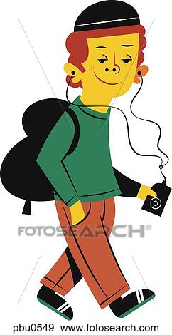 Stock Illustration - Illustration of a teenage boy listening to music. Fotosearch