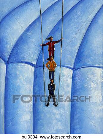 Illustration of a trapeze act with business people View Large Illustration Stock Illustration - Illustration of a trapeze act with business people. Fotosearch