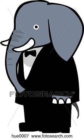 Illustration of an elephant wearing a tuxedo View Large Illustration Stock Illustration - Illustration of an elephant wearing a tuxedo. Fotosearch