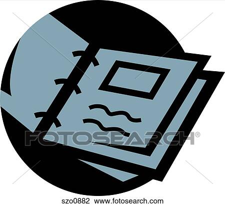 Drawing - Illustration of an open binder. Fotosearch