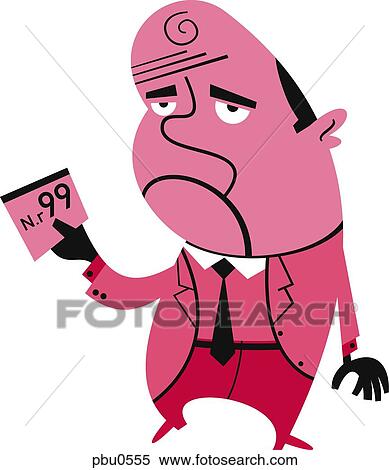 Stock Illustration - Illustration of an unhappy man with a ticket. Fotosearch