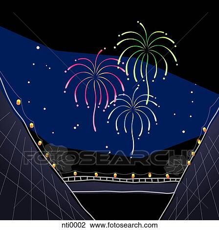 Illustration of fireworks View Large Illustration Drawing - Illustration of fireworks. Fotosearch