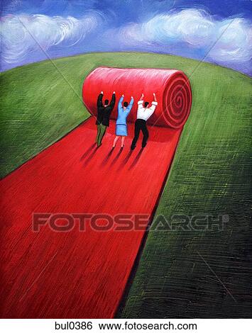 Stock Illustration - Illustration of people rolling out a red carpet. Fotosearch