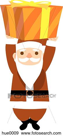 Stock Illustration - Illustration of Santa Claus carrying a gift. Fotosearch