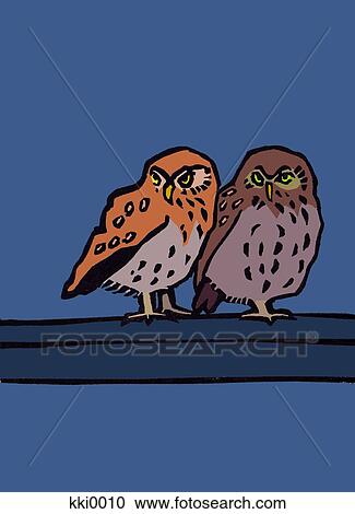 Clipart - Illustration of two owls. Fotosearch