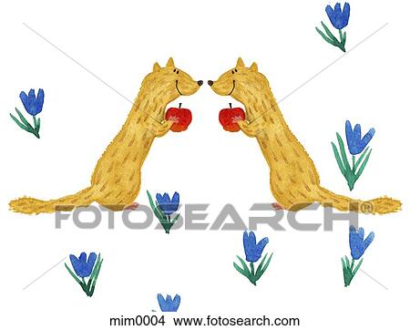 Illustration of two squirrels with apples View Large Illustration Stock Illustration - Illustration of two squirrels with apples. Fotosearch