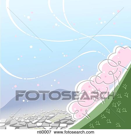 Stock Illustration - Illustration of view of a city from a hill. Fotosearch