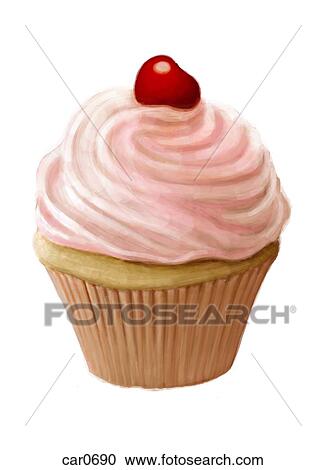 3D image of cupcake with cherry on top View Large Illustration Clipart - 3D image of cupcake with cherry on top. Fotosearch