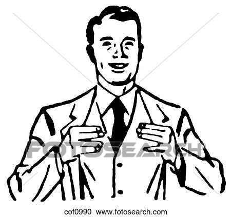 Clipart - A black an white version of a graphic vintage illustration of a smart looking businessman. Fotosearch