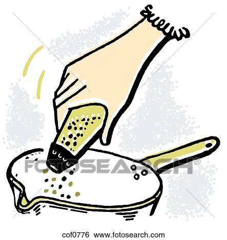 A black and white version of a black and white version of adding salt to the pot View Large Illustration Stock Illustration - A black and white version of a black and white version of adding salt to the pot. Fotosearch