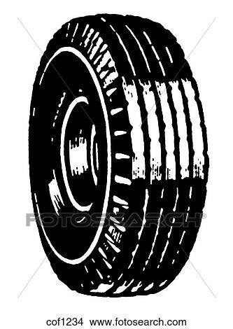 Stock Illustration - A black and white version of a car tire. Fotosearch