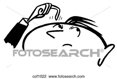 A black and white version of a cartoon style drawing of a confused man View Large Illustration Drawing - A black and white version of a cartoon style drawing of a confused man. Fotosearch