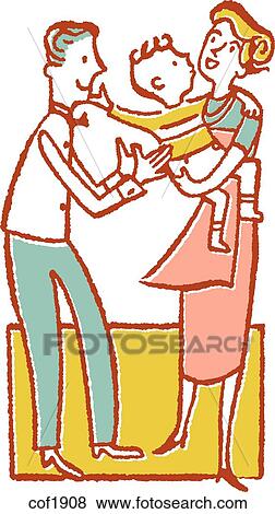 A black and white version of a family hugging View Large Illustration Stock Illustration - A black and white version of a family hugging. Fotosearch