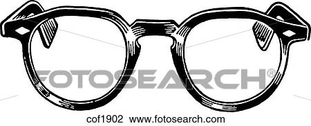 A black and white version of a pair of reading glasses View Large Illustration Drawing - A black and white version of a pair of reading glasses. Fotosearch