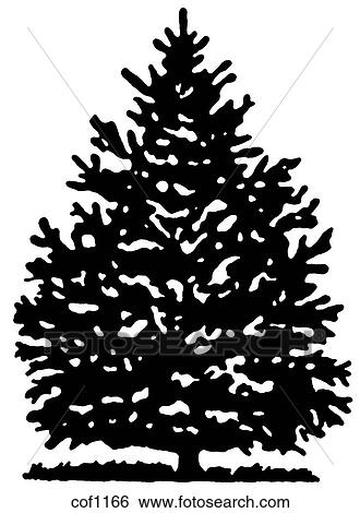 Stock Illustration - A black and white version of a Christmas Pine tree. Fotosearch