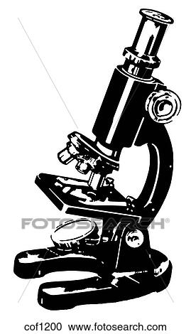 A black and white version of a vintage microscope View Large Illustration Clipart - A black and white version of a vintage microscope. Fotosearch