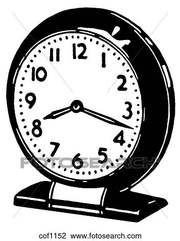 Drawing - A black and white version of a vintage clock. Fotosearch