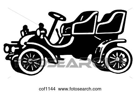 Stock Illustration - A black and white version of a vintage car. Fotosearch
