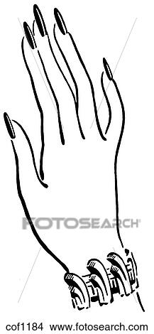 Stock Illustration - A black and white version of a well manicured hand. Fotosearch
