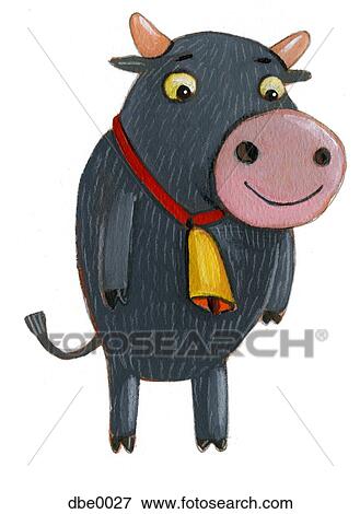 A bull with a bell around its neck View Large Illustration Stock Illustration - A bull with a bell around its neck. Fotosearch