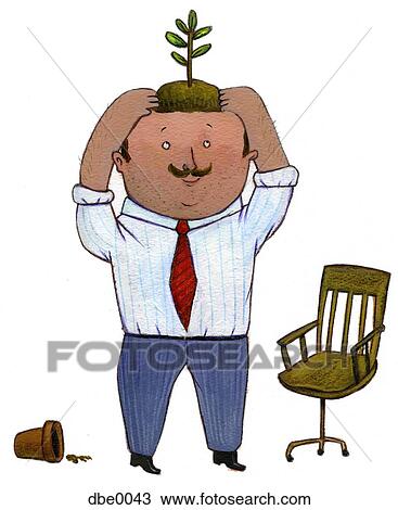 Drawing - A businessman stimulating new growth. Fotosearch