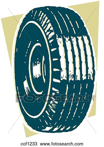 Drawing - A car tire. Fotosearch
