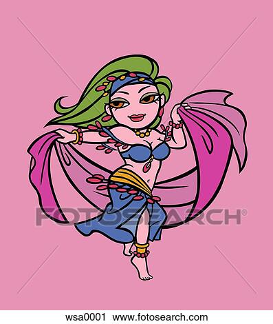 Clip Art - A cartoon drawing of a belly dancer. Fotosearch