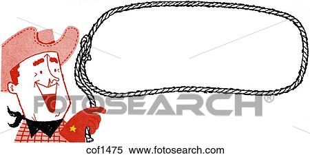 A cartoon style vintage illustration of a cowboy and lasso View Large Illustration Stock Illustration - A cartoon style vintage illustration of a cowboy and lasso. Fotosearch