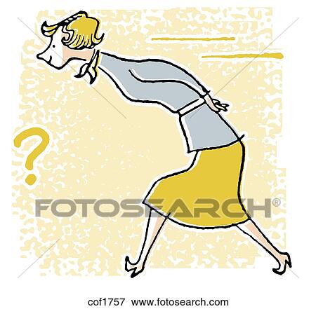 Stock Illustration - A cartoon style vintage image of a woman on a mission. Fotosearch