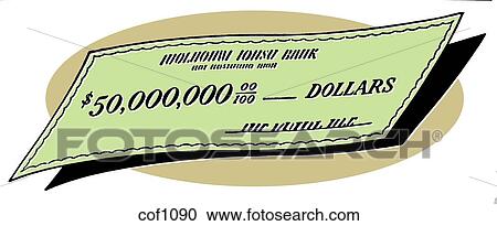 Clipart - A check written out for a large sum. Fotosearch