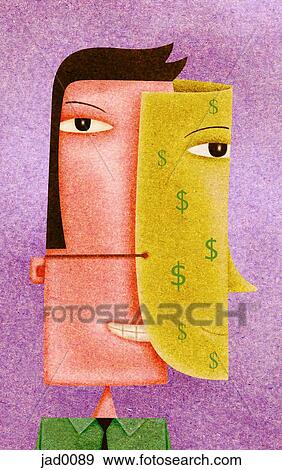 A cheeky character behind a money mask View Large Illustration Stock Illustration - A cheeky character behind a money mask. Fotosearch