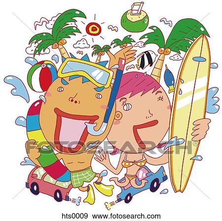A collage of summer fun View Large Illustration Stock Illustration - A collage of summer fun. Fotosearch