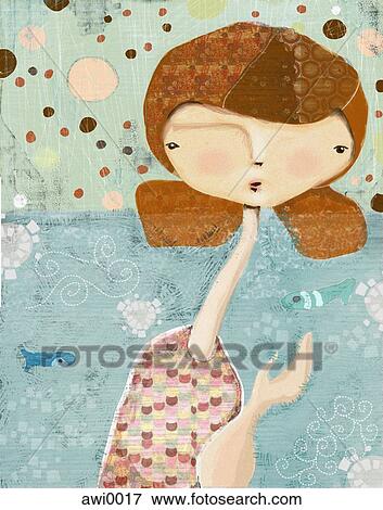 Stock Illustration - A college of a young woman. Fotosearch