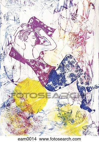 A colorful print of a woman sleeping View Large Illustration Stock Illustration - A colorful print of a woman sleeping. Fotosearch