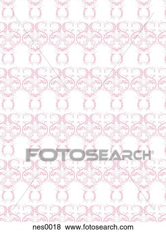 Stock Illustration - A decorative damask pattern created in a soft pink. Fotosearch