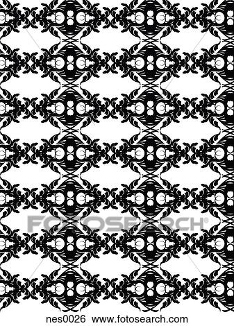 Stock Illustration - A decorative damask pattern in bold black and white. Fotosearch