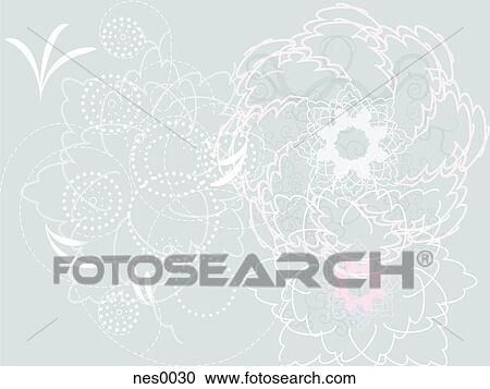 A decorative illustration consisting of swirling lines, dots and shapes resulting in a floral pattern View Large Illustration Clipart - A decorative illustration consisting of swirling lines, dots and shapes resulting in a floral pattern. Fotosearch