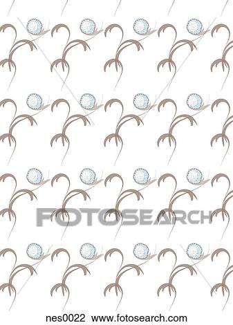 Drawing - A decorative pattern consisting of curved lines and bulbous shapes. Fotosearch
