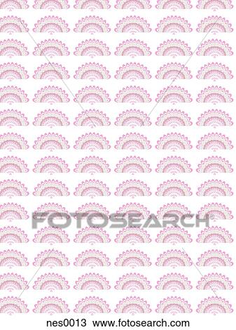 Drawing - A decorative pattern consisting of pink fan shapes in a range of tones. Fotosearch
