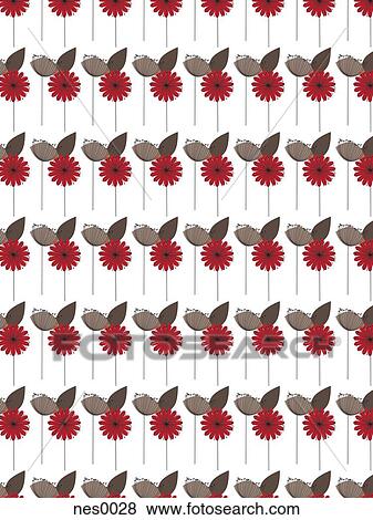 Stock Illustration - A decorative pattern consisting of flower illustrations. Fotosearch