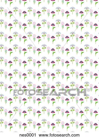 A decorative repeat detailing three flowers View Large Illustration Clip Art - A decorative repeat detailing three flowers. Fotosearch