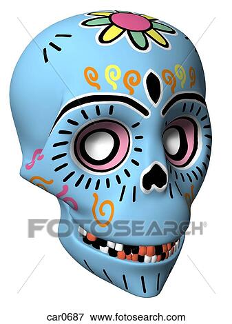 A Dia de Los Muertos or Day of the Dead style skull in a 3D style View Large Illustration Stock Illustration - A Dia de Los Muertos or Day of the Dead style skull in a 3D style. Fotosearch