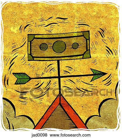 Stock Illustration - A dollar bill wind vane. Fotosearch