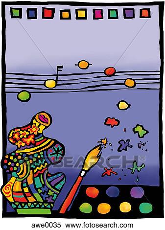 A drawing consisting of a paint pallet View Large Illustration Stock Illustration - A drawing consisting of a paint pallet. Fotosearch
