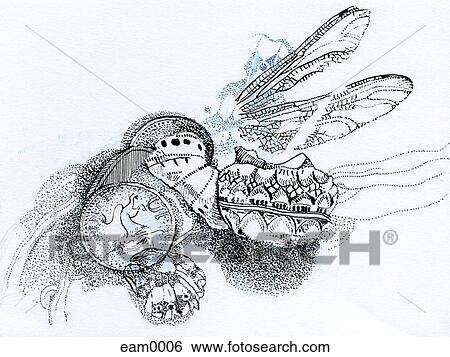A drawing created with fine detail in blue and black View Large Illustration Stock Illustration - A drawing created with fine detail in blue and black. Fotosearch