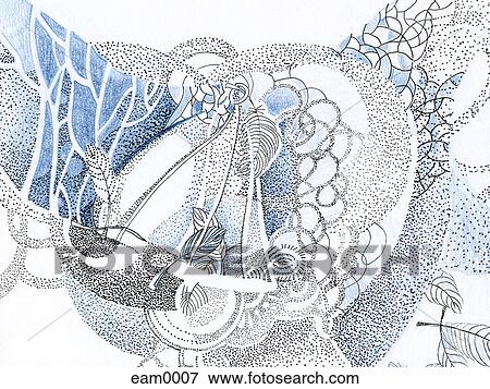 A drawing created with fine detail in blue and black View Large Illustration Stock Illustration - A drawing created with fine detail in blue and black. Fotosearch